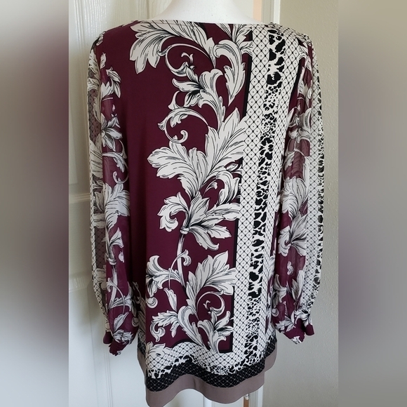 ALFANI TUNIC W/SHEER LONG SLEEVES SZ M - Picture 2 of 8